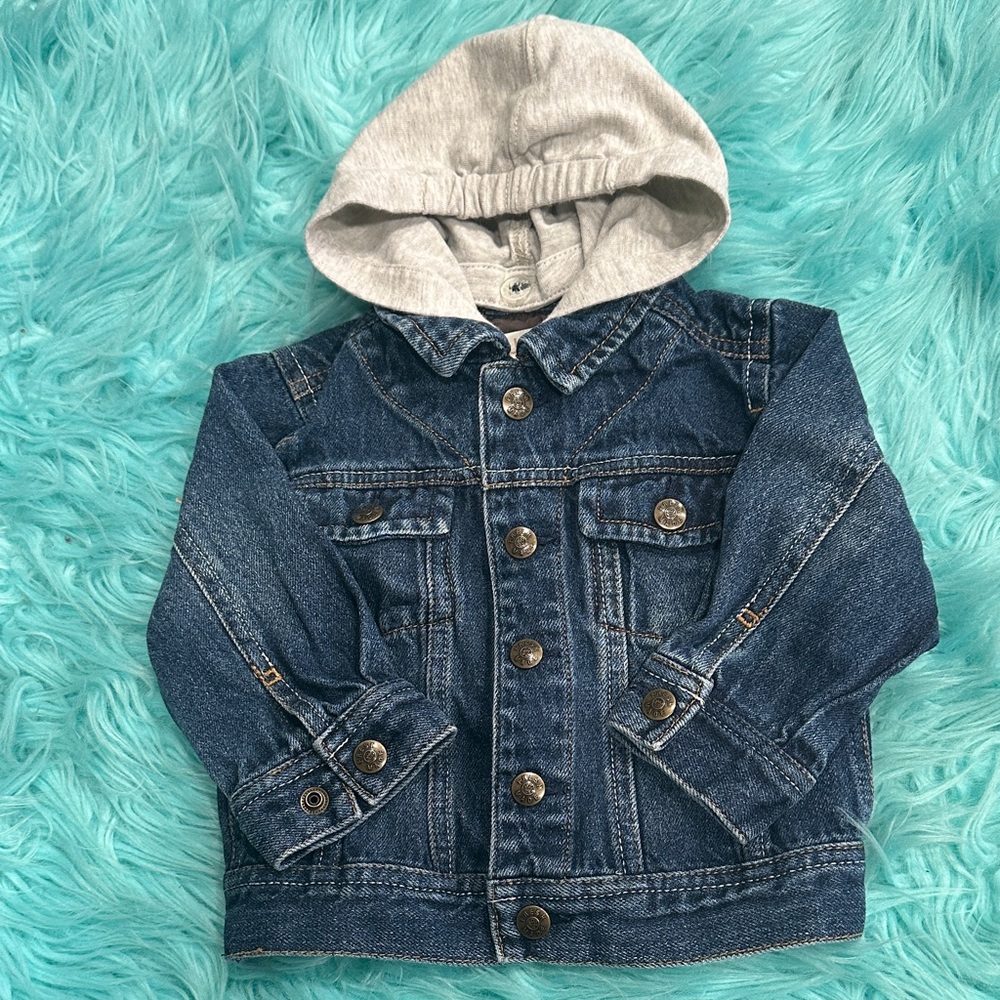 Joe B Blue Denim Jacket with Gray Hood